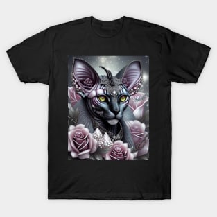 Fantasy Sphynx Cat Dazzles in Pearls T-Shirt